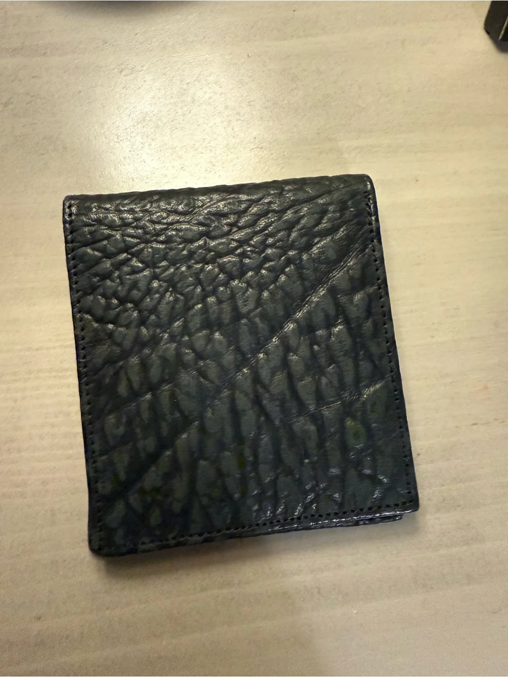 Black Men's Textured African Buffalo Leather Bifold Wallet